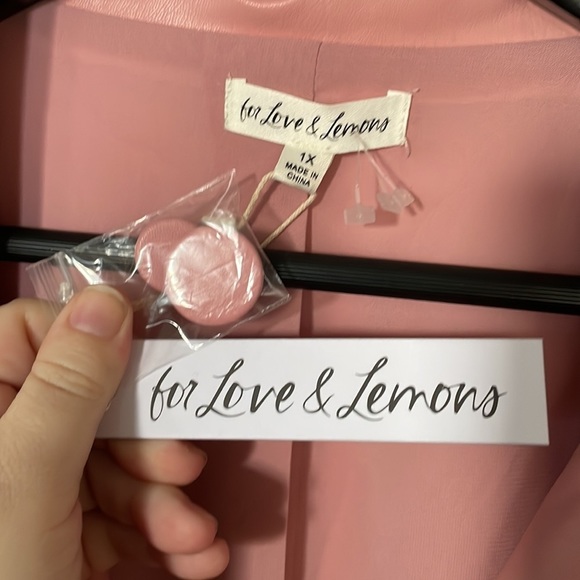 For Love & Lemons Barbie Pink Talia Boyfriend Oversized Faux Leather Blazer - Picture 2 of 9